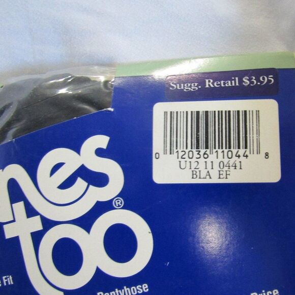 Hanes Too Hosiery Size E-F Sheer Pantyhose (2) Black Navy Style 117 VTG 1994 - Picture 10 of 11